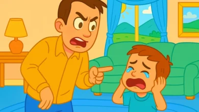 گریه کردن پسربچه و توبیخ از سوی والدین