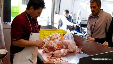 بازار مرغ و گوشت در انبار نفت