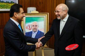 رییس مجلس ملی پاکستان تابلویی از تصویر قالیباف را به او هدیه داد + عکس