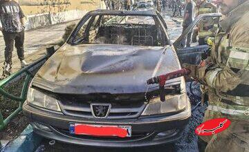 آتش‌سوزی یک خودرو در میدان آزادی