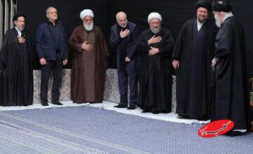 احوال پرسی رهبر انقلاب با مسئولین نظام در بدو ورود به حسینیه امام خمینی+تصاویر