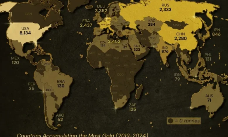 کشورهای دارنده بیشترین ذخایر طلا در بانک مرکزی تا ۲۰۲۴