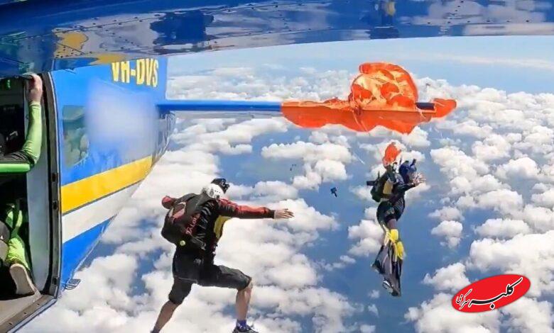 خطر از بیخ گوش چترباز گذشت؛ چتر به دم هواپیما گیر کرد +ویدیو