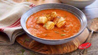 سوپ گوجه و پنیر