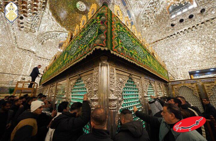 پخت کیک ۲۰۰ متری و گل آرایی حرم کاظمین به مناسبت ولادت امام جواد(ع)