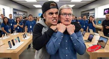 «جاستین بیبر» کارکنان اپل را به خفهکردن تهدید کرد