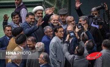 خوش و بش نمایندگان با پزشکیان/ خنده های ثابتی در کنار نبویان+تصاویر