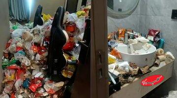 گیمر چینی اتاق هتلی را به ویرانهای از زباله تبدیل کرد/ عکس