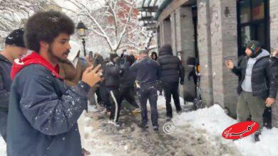 برف بازی مردم نیویورک با پلیس سوژه شد +ویدیو