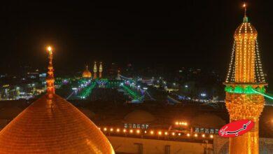 تصاویر هوایی از چراغانی کربلا در شب نیمه شعبان