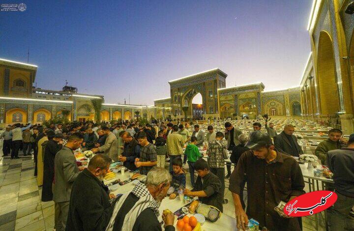 ضیافت هزاران نفره افطار در حرم امیرالمومنین (ع)+ تصاویر