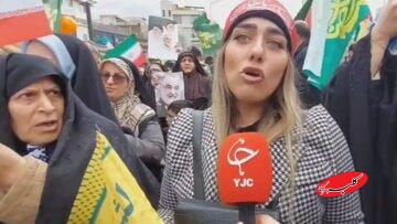 حجاب متفاوت زنی که در راهپیمایی 22 بهمن با رسانه صداوسیما مصاحبه کرد + تصویر
