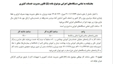 ساعت کاری جدید ادارات